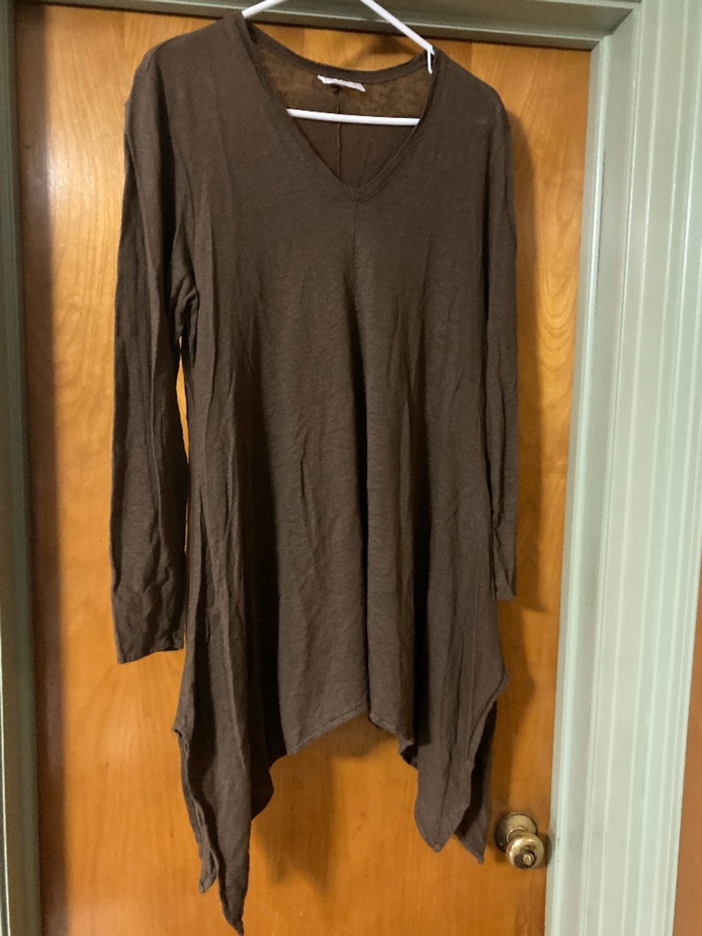 Habitat 100% Linen Brown Top Tunic Asymmetric Hem Made in USA Capsule Medium